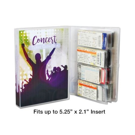 Concert Ticket Stub Holder Collector Kit - Mini Binder An open Concert Ticket Stub Holder Binder showing contents