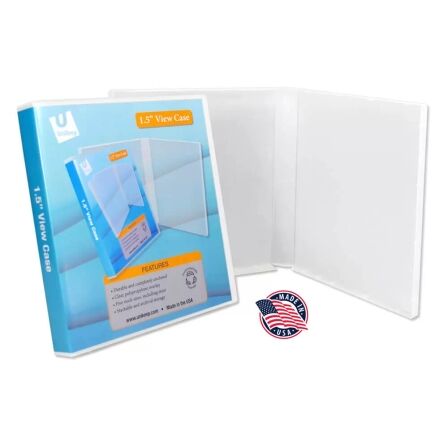 1.5 Inch Clear View Binder - No Rings - Pack/Box Qty - Made in USA. 1.5-Inch-Ringless-Binder