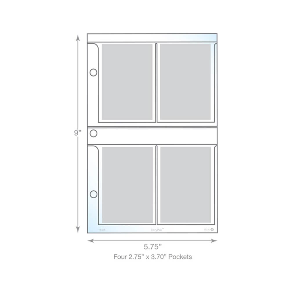 4 Pocket Card Protector - Holds 3.5" x 2.5" Cards/Photos - 20 Pack - Fits Mini Binder 4 Pocket Card Protector - Holds 3.5" x 2.5" Cards/Photos - 20 Pack - Fits Mini Binder - Image 2