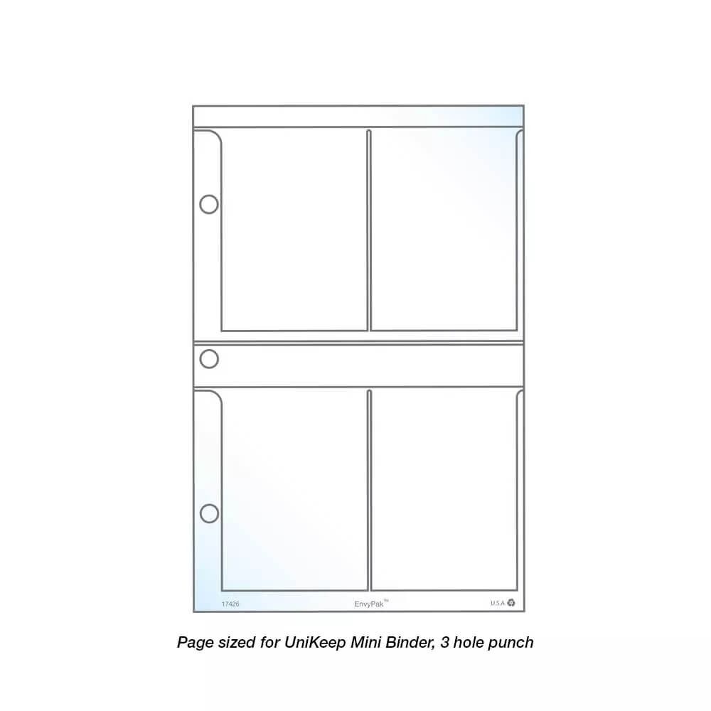 4 Pocket Card Protector - Holds 3.5" x 2.5" Cards/Photos - 20 Pack - Fits Mini Binder Trading Card Sleeves