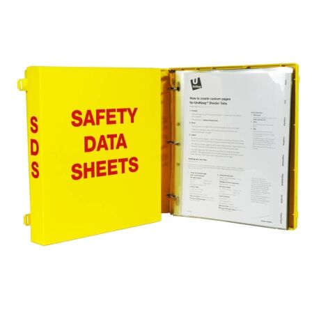 1.5" Yellow Safety Binder Kit w/ Page Protectors, Made in the USA. Open Safety-Data-Sheet-Binder-1.5-Inch