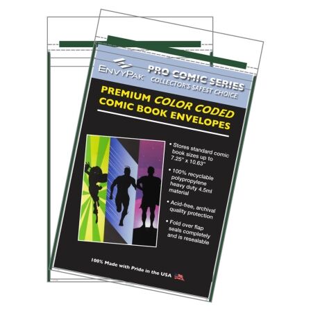 Color-Coded Comic Book Sleeves with Fold Over Sleeve – Pack of 30 Comic Book Sleeve