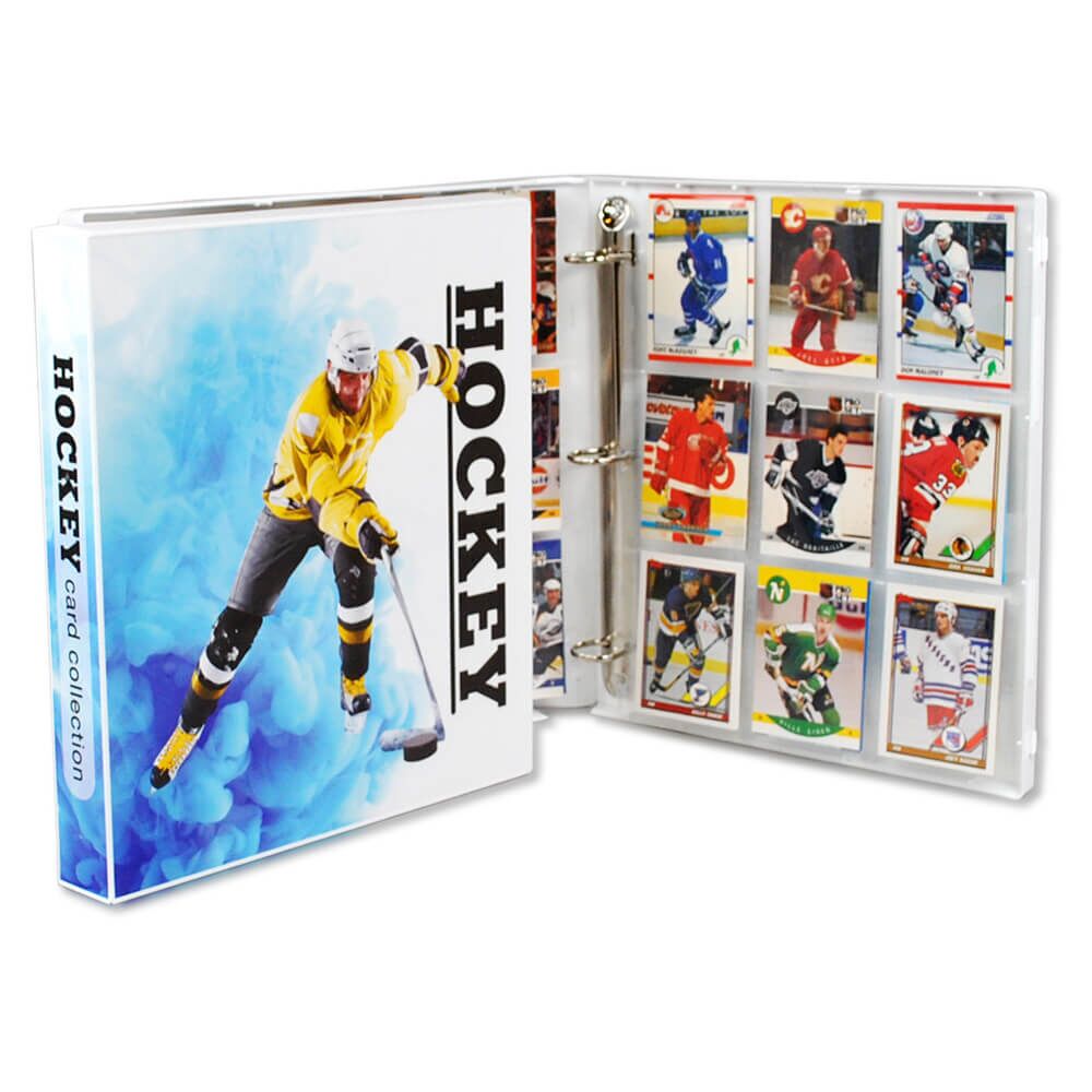XL Hockey Themed Trading Card Storage Kit - Metal Rings Hockey Card Binder