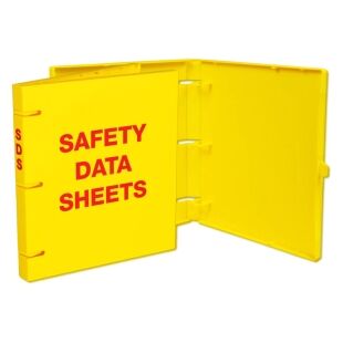Open yellow 1 inch sds binder