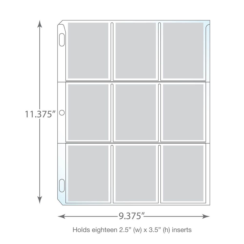 9 Pocket Trading Card Pages<br>- Pack of 100 Trading Card Sleeves