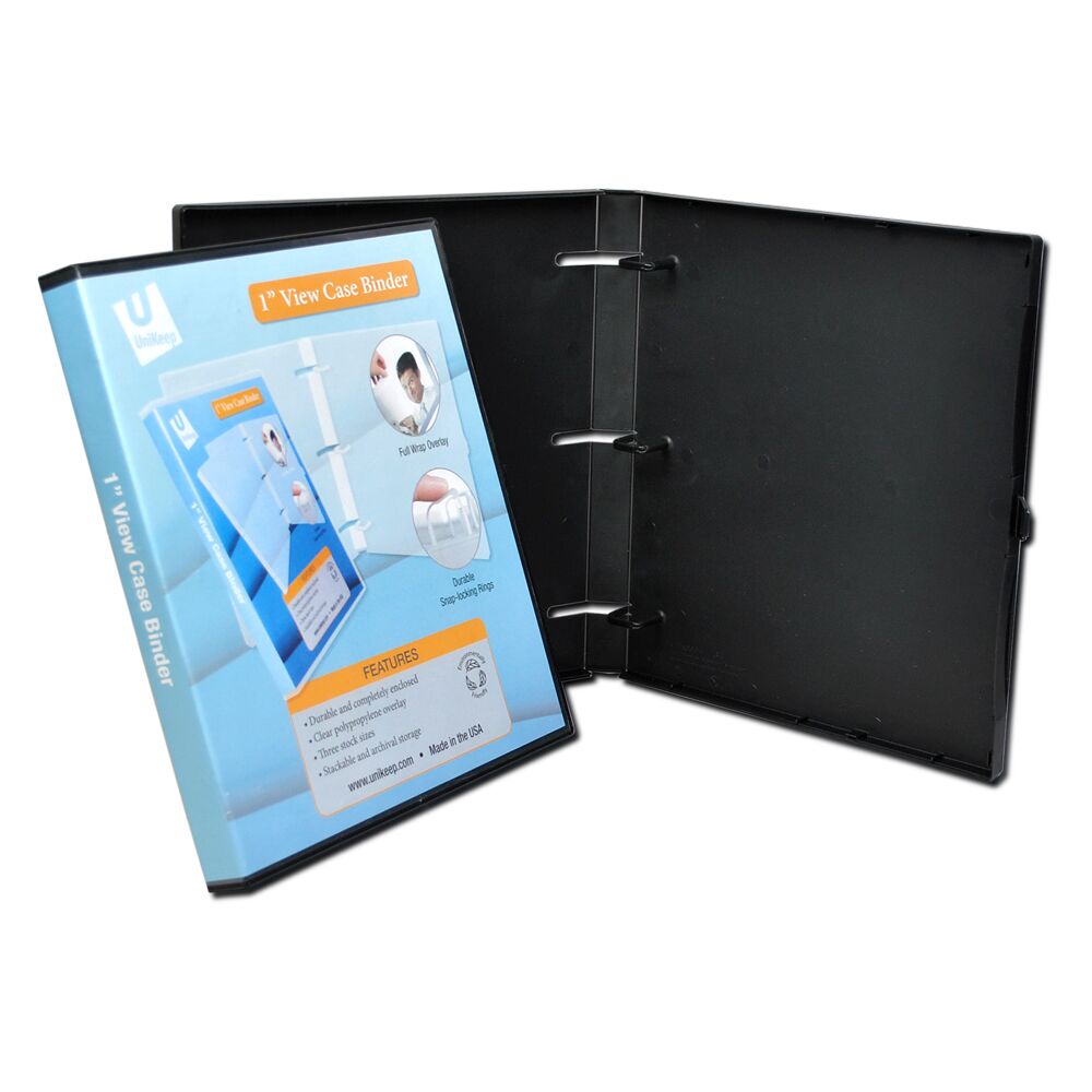 1 Inch 3-Ring View Binder With Clear Overlay - Enclosed Case - Made in USA 1.0 Inch Black View Binder 12076