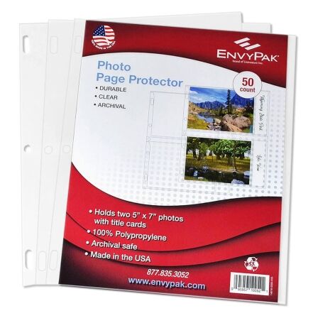 5x7 photo sleeves for 3 ring binder,<br> Holds 5x7 inch Photos - Pack of 50 5×7 Sheet Protector,