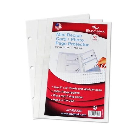 2 Pocket Recipe Card/Photo Page Protector - Holds 3"x5" Sheets - 50 Pack - Fits Mini Binder 2 Pocket Recipe Card/Photo Page Protector - Holds 3"x5" Sheets - 50 Pack - Fits Mini Binder - Image 3