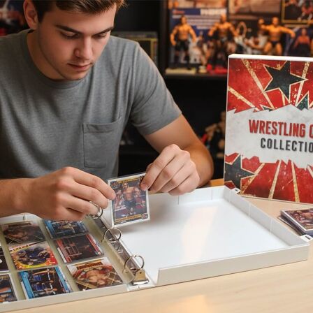 WWE-Themed Trading Card Storage Kit - Includes 20 Card Pages and Metal Binder Rings WWE Themed Trading Card Binder