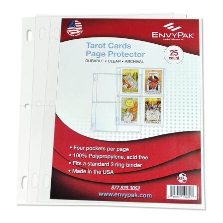 4 Pocket Sheet Protector For Photos, Postcards or Tarot Cards, Pack of 25 4 Pocket Card Sleeves
