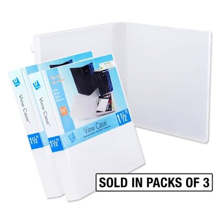 1.5 Inch Clear View Binder - No Rings - Pack/Box Qty - Made in USA. Pack of 3 Clear Ringless Binders