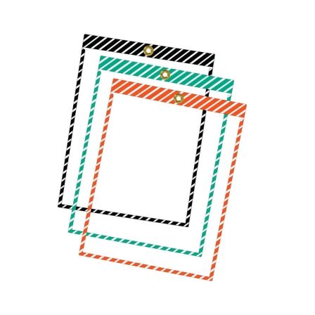 Color Striped Job Ticket Holders - Pack of 30 Job Ticket Holders - 9 x 12 Clear