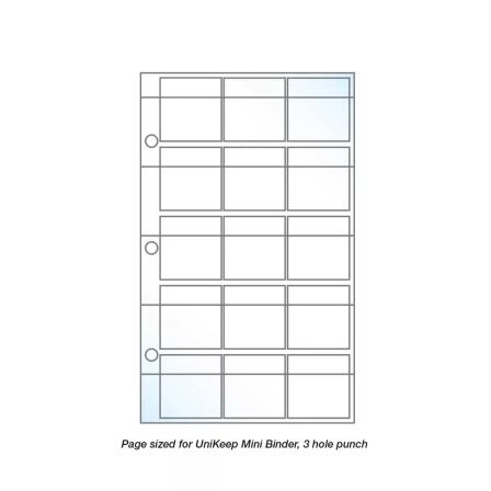 15 Pocket Guitar Pick Page Protector - Holds 15 Picks per Page - 20 Pack - Fits Mini Binder page protectors