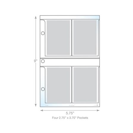 4 Pocket Card Protector - Holds 3.5" x 2.5" Cards/Photos - 20 Pack - Fits Mini Binder 4 Pocket Card Protector - Holds 3.5" x 2.5" Cards/Photos - 20 Pack - Fits Mini Binder - Image 2