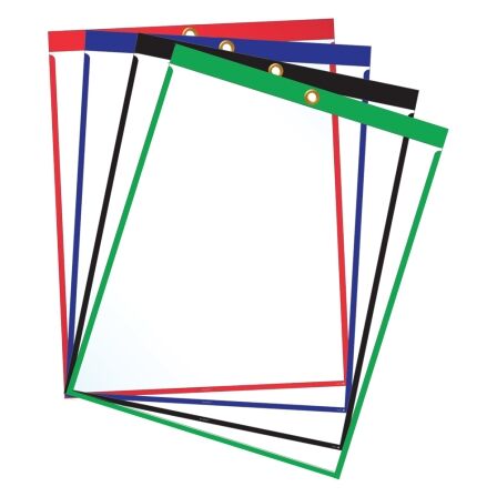 Work Order Sleeves - 9 x 12 Clear - Pack of 30 A group of assorted work order sleeves and job ticket holders