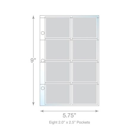 8 Pocket Movie Ticket Stub/Postage Stamp Page Protector - Holds 2.2″ x 2.5″ Inserts - 20 Pack - Fits Mini Binder 8 Pocket Movie Ticket Stub/Postage Stamp Page Protector - Holds 2.2″ x 2.5″ Inserts - 20 Pack - Fits Mini Binder - Image 2