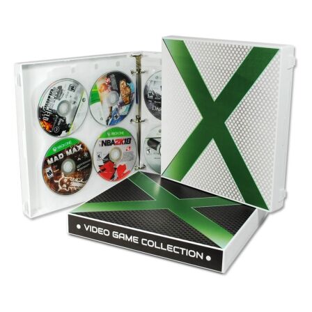 Xbox Themed Disc Storage Case, Holds 80 Video Games - Metal Rings xbox game case | game disc holder