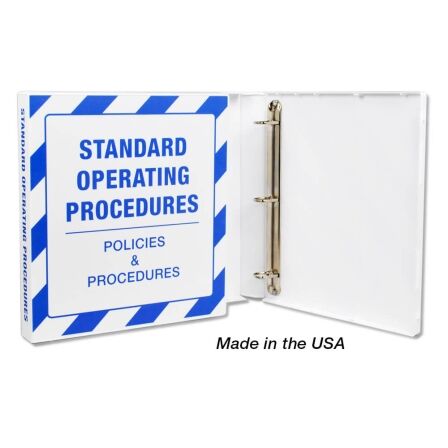 Operating Procedures Binder with Metal Binder Rings, Made in the USA. Standard Operating Procedures Binder