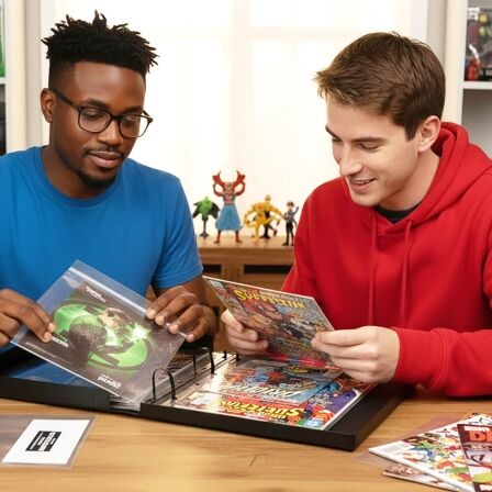 Comic Book Binder Kit (with Sleeves) Kids sorting through comic book binder