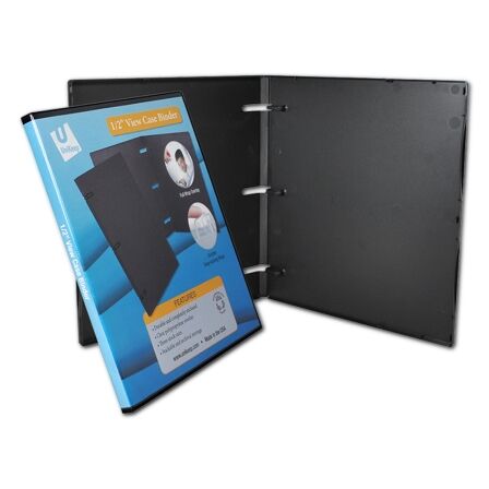 0.5 Inch 3-Ring View Binder With Clear Overlay - Made in USA 0.5 Inch Black View Binder 12074