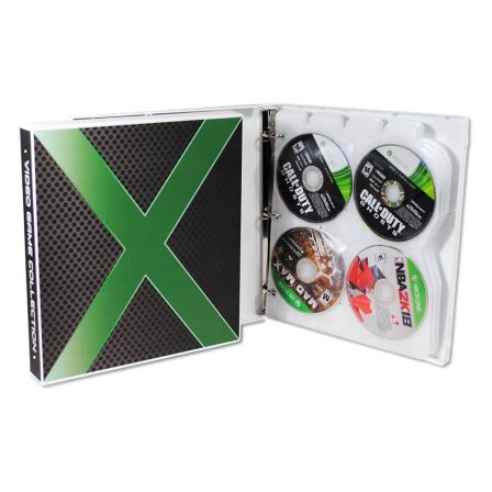 Xbox Themed Disc Storage Case, Holds 80 Video Games - Metal Rings xbox disc storage binder