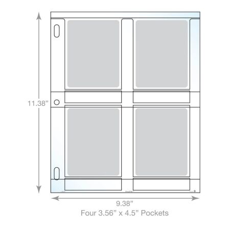 4 Pocket Card Sleeves Sized for Instant Film Photos, Polaroid and Fujifilm, Pack of 25 4 Pocket Card Sleeves