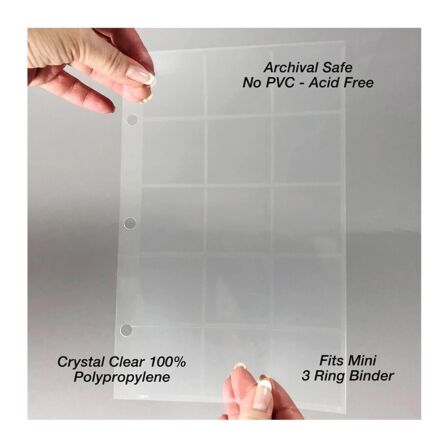 15 Pocket Stamp/Coin Page Protector - Holds 1.5″ x 1.5″ Inserts - 20 Pack - Fits Mini Binder 15 Pocket Stamp/Coin Page Protector - Holds 1.5″ x 1.5″ Inserts - 20 Pack - Fits Mini Binder - Image 5