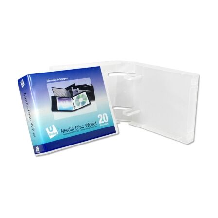 Clear Empty Disc Storage Wallet - 20 Disc DVD Case - 6.4 x 5.4 x 1.7 inches - Includes 20 Wallets 20 Disc DVD Case