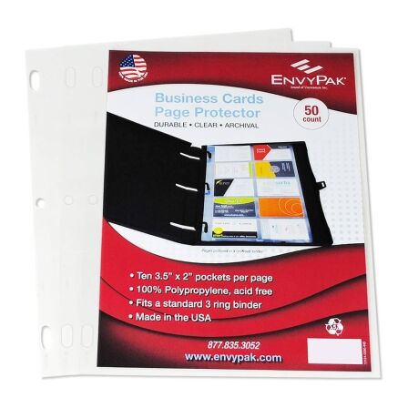 Business Card Sleeves for Binder<br> - Pack of 50 Business Card Page