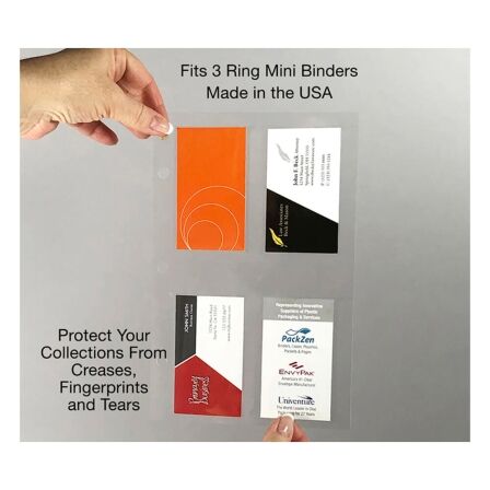 4 Pocket Photo Page - Holds Business Card Size 3.5" x 2" Inserts - Pack of 20 - Fits Mini Binder 4 Pocket Photo Page - Holds Business Card Size 3.5" x 2" Inserts - Pack of 20 - Fits Mini Binder - Image 4