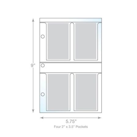 4 Pocket Photo Page - Holds Business Card Size 3.5" x 2" Inserts - Pack of 20 - Fits Mini Binder 4 Pocket Photo Page - Holds Business Card Size 3.5" x 2" Inserts - Pack of 20 - Fits Mini Binder - Image 2