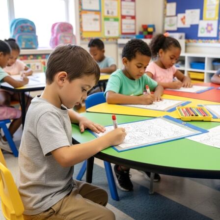 Work Order Sleeves - 9 x 12 Clear - Pack of 30 School kids working coloring work order sleeves