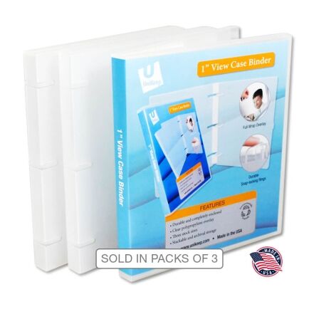 A pack of 3, 1 inch clear view binders