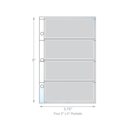4 Pocket Concert Ticket Page Protector, Top Loading - Holds 2”x 5” Stubs - 20 Pack - Fits Mini Binder 4 Pocket Concert Ticket Page Protector, Top Loading - Holds 2”x 5” Stubs - 20 Pack - Fits Mini Binder - Image 2