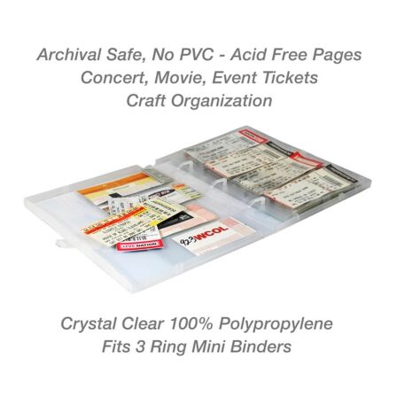 4 Pocket Concert Ticket Page Protector, Top Loading - Holds 2”x 5” Stubs - 20 Pack - Fits Mini Binder 4 Pocket Concert Ticket Page Protector, Top Loading - Holds 2”x 5” Stubs - 20 Pack - Fits Mini Binder - Image 5