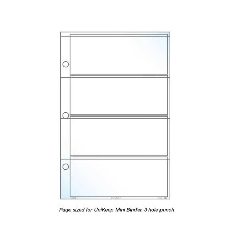 4 Pocket Concert Ticket Page Protector, Top Loading - Holds 2”x 5” Stubs - 20 Pack - Fits Mini Binder page protectors