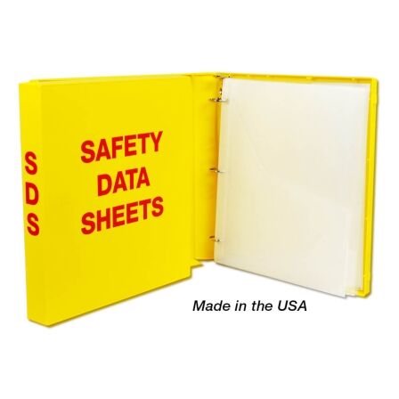 1.5" Yellow Safety Binder Kit w/ Page Protectors, Made in the USA. SDS Binder Kit – Safety Data Sheet Binder – 1.5 Inch Capacity with Metal