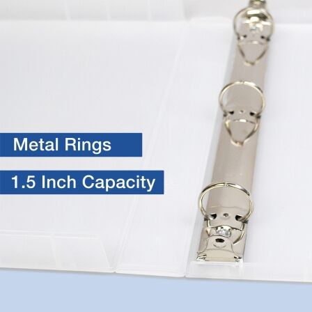 1.5 Inch Clear View 3-Ring Binder - Metal Rings - 3 Pack of Binders - Made in USA. 1.5 Clear Binder Metal Rings