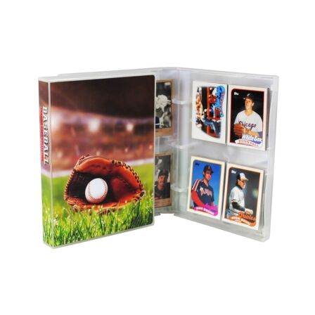 Baseball Themed Trading Card Storage Case - Holds up to 200 Cards - Complete with 25 Pages - Mini Binder baseball card binder