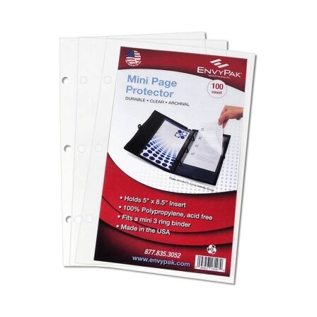 Page Protector - Holds 5" x 8.5" Sheets - Pack of 100 - Fits UniKeep Mini Binder Page Protector