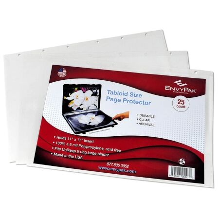 Tabloid 11x17 Sheet Protectors - Side Loading - Pack of 25 11×17 Sheet Protector