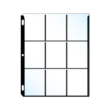 Black Framed Platinum 9 Pocket Card Sleeves - Holds 2.5 x 3.5 Inch Cards - Archival Safe - Pack of 100 9 Pocket Card Sleeves colored edges